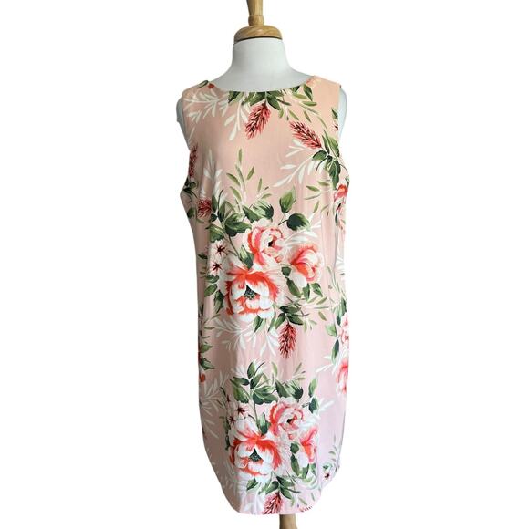 ALYX Dress Sz 16 Sheath Romantic Pink Floral Sleeveless Zippered Cottagecore - Picture 1 of 7